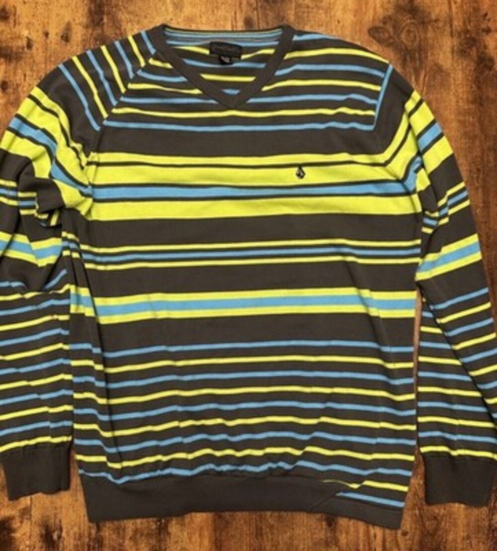 Volcom Corpo Class Collection Striped V-Neck Sweater XL #267